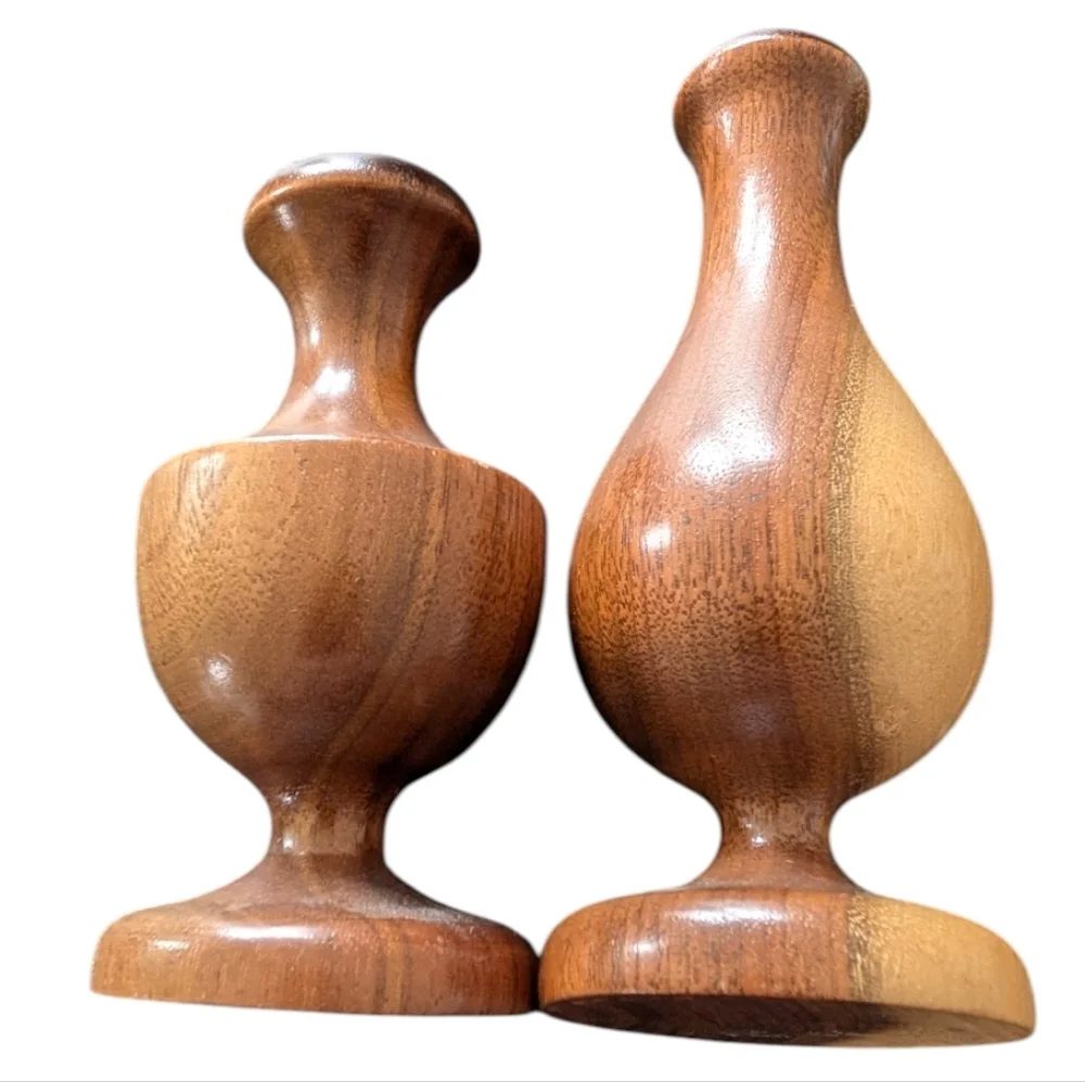 (2) Vintage MCM Danish Lathe Turned Small Bud Vases